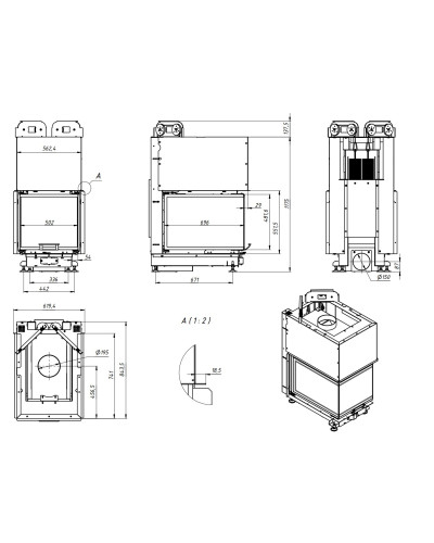 Камінна топка Gavryliv&Sons 70x50x70x54 трьохстороння гільйотина