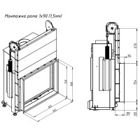 Креслення монтажної рамки 1x90 (1.5мм)