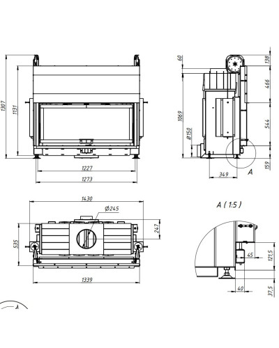 Камінна топка Gavryliv&Sons 120x52 гільйотина
